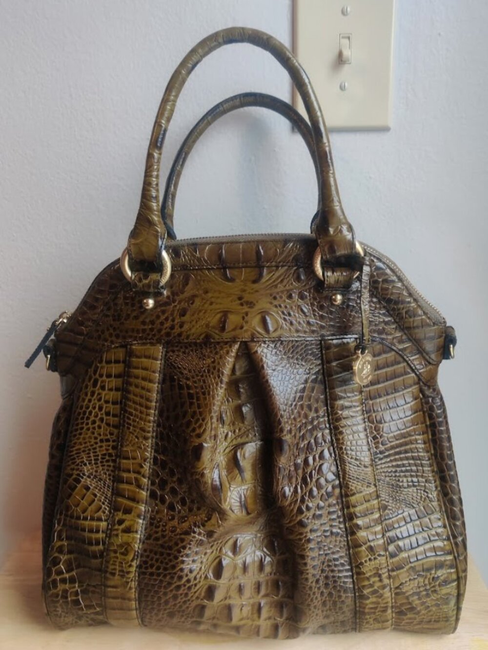 Brahmin Louise Rose Croc Embossed Rare Handbag